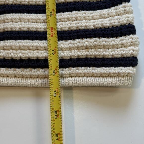 Paige Oberon Crochet Knit Cardigan Sz Small Navy Blue White Stripe Patch Pocket - Picture 4 of 6